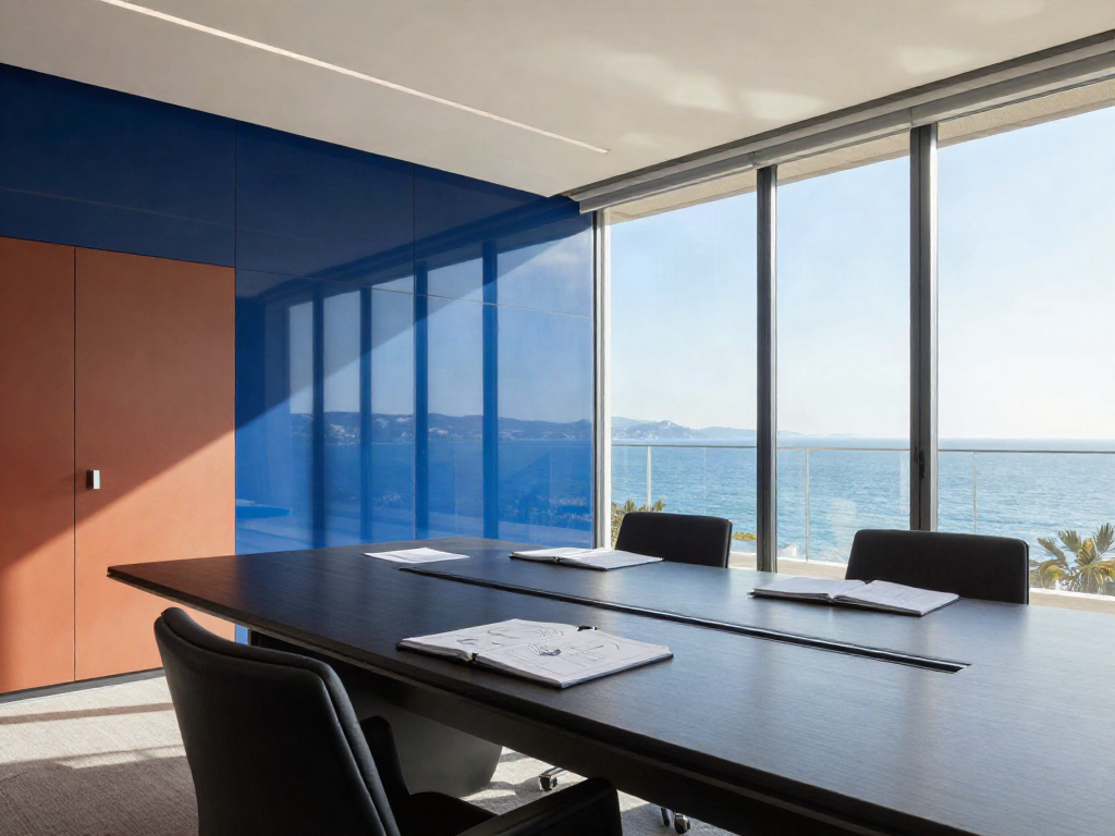A modern strategy room prepared for a leadership workshop